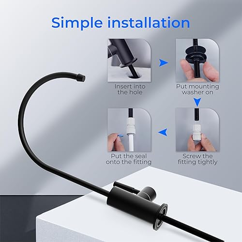 Miniatura 6 de Waterdrop Grifo de agua filtrada para fregadero de cocina, ósmosis inversa, acero inoxidable, negro