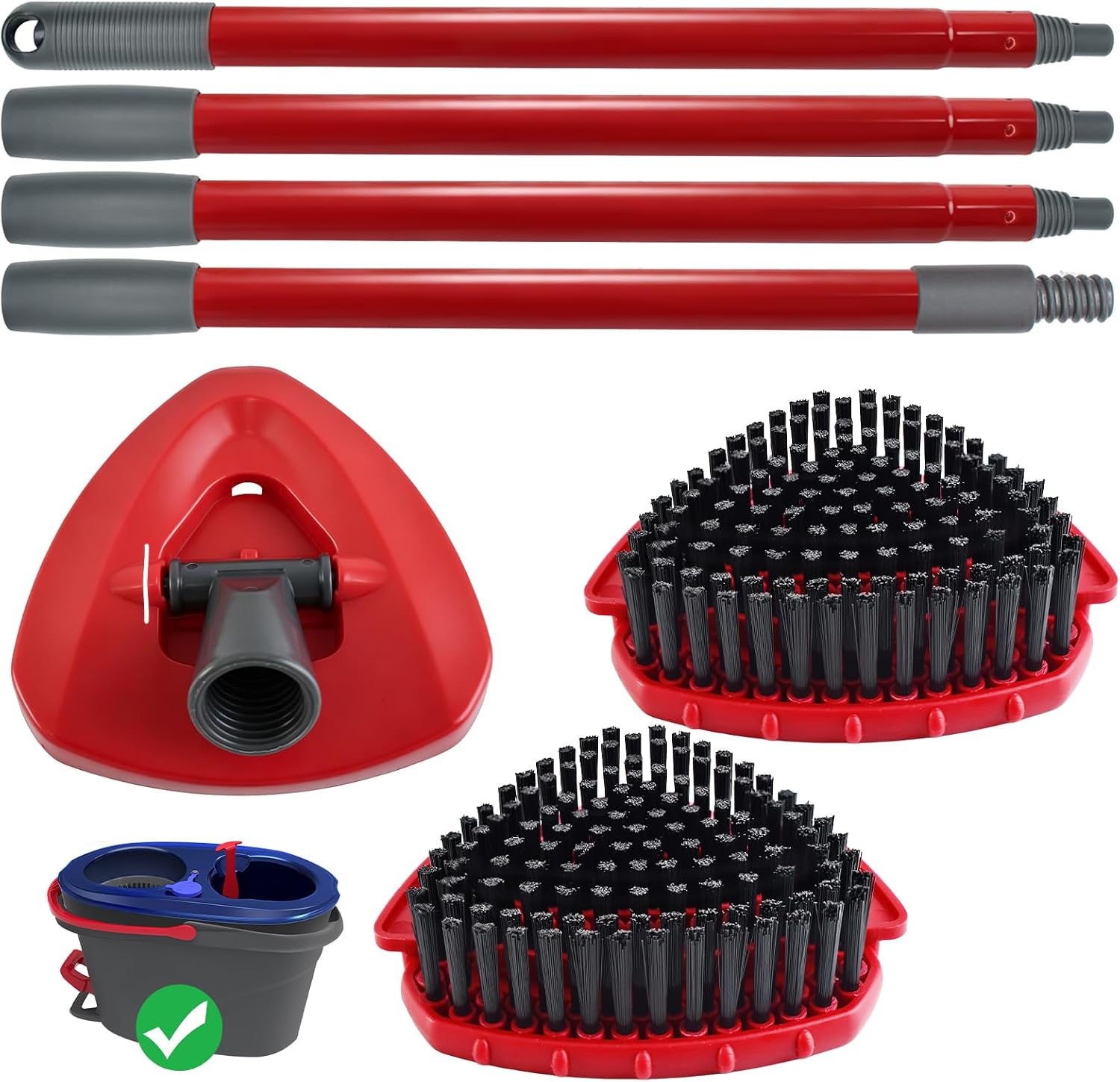 Spin Mop Handle Scrubber Brush and Mop Base for O-Cedar RinseClean 2 Tank