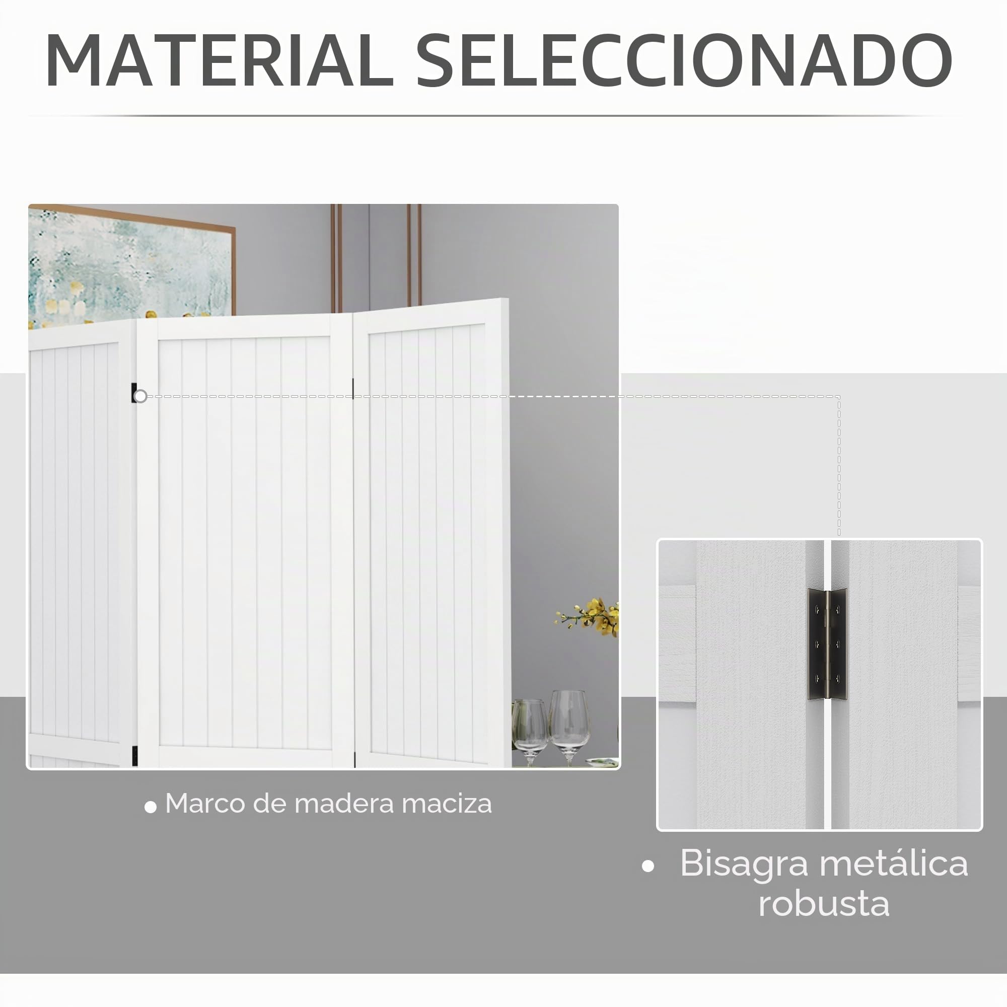 HOMCOM Divisor Plegable de Madera 4 Paneles 160x170cm Blanco