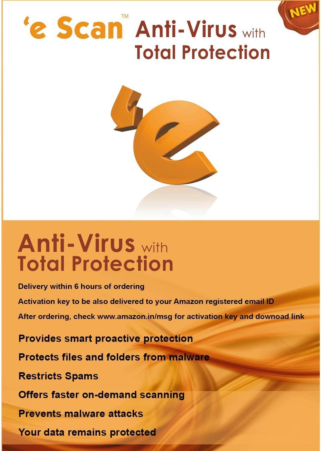 - ESCANAV Anti-Virus - 1 Pc, 1 Year (Activation Key) (Email Delivery In 2 Hours- No Dvd) [License]