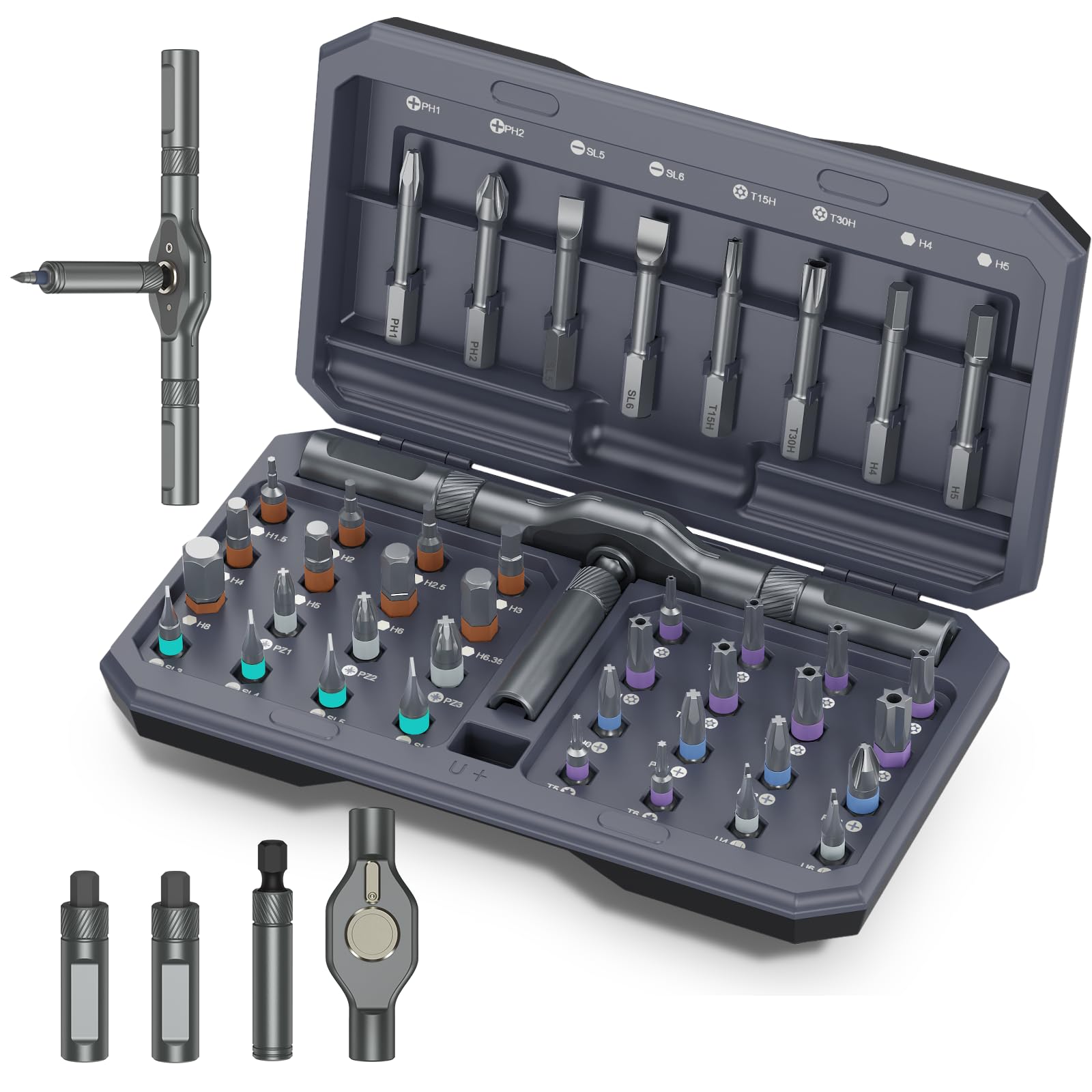 42-in-1 Magnetic Screwdriver Set, Ankilo Screwdriver Set, Ratcheting Screw Driver Set including 40 Bits & Rotatable Handle