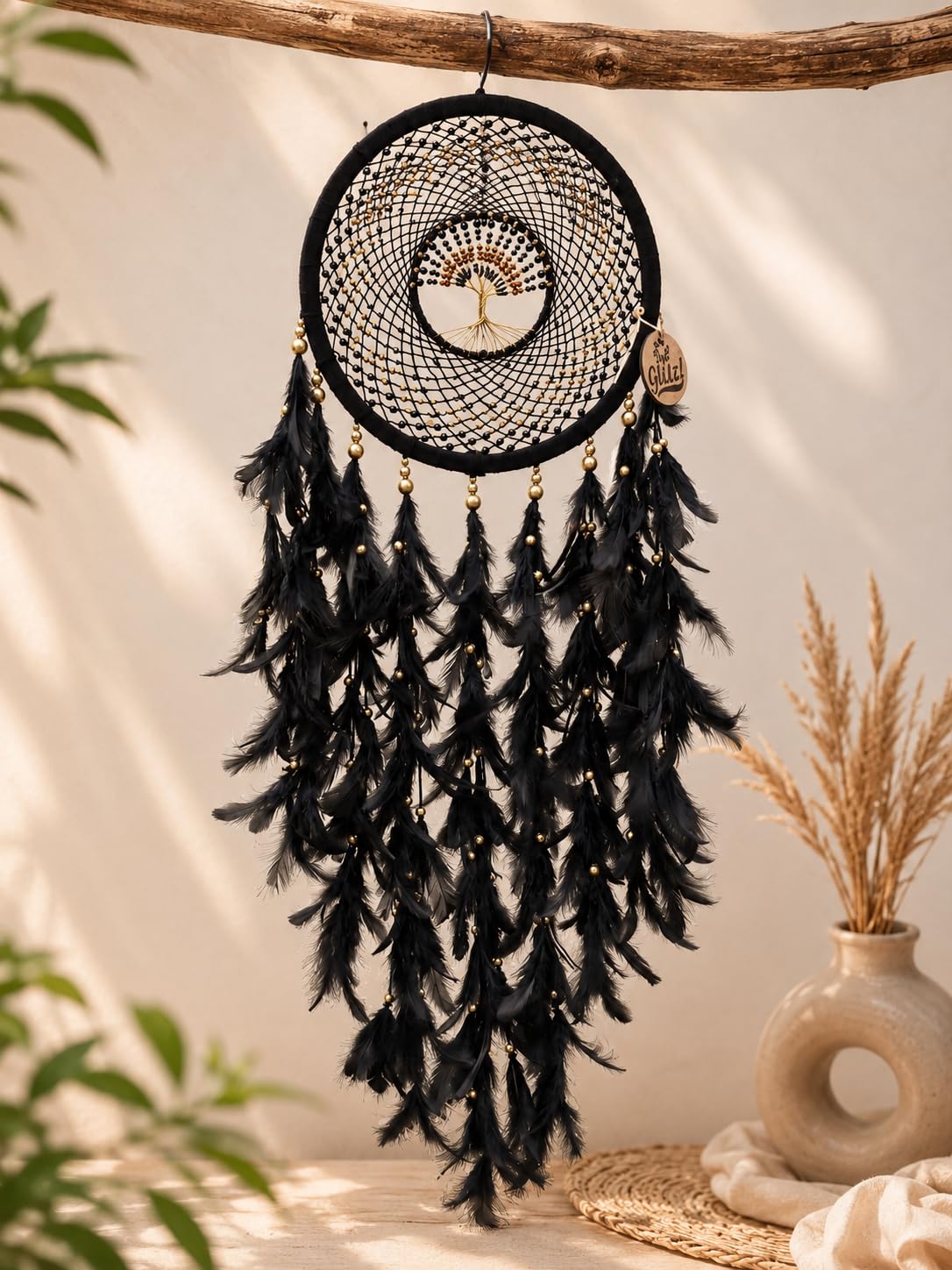 Glitz Handicraft Black Men's Dreamcatcher, Handcrafted Wall Hanging for Bedroom and Workspace, Masculine Minimal Design-image-11