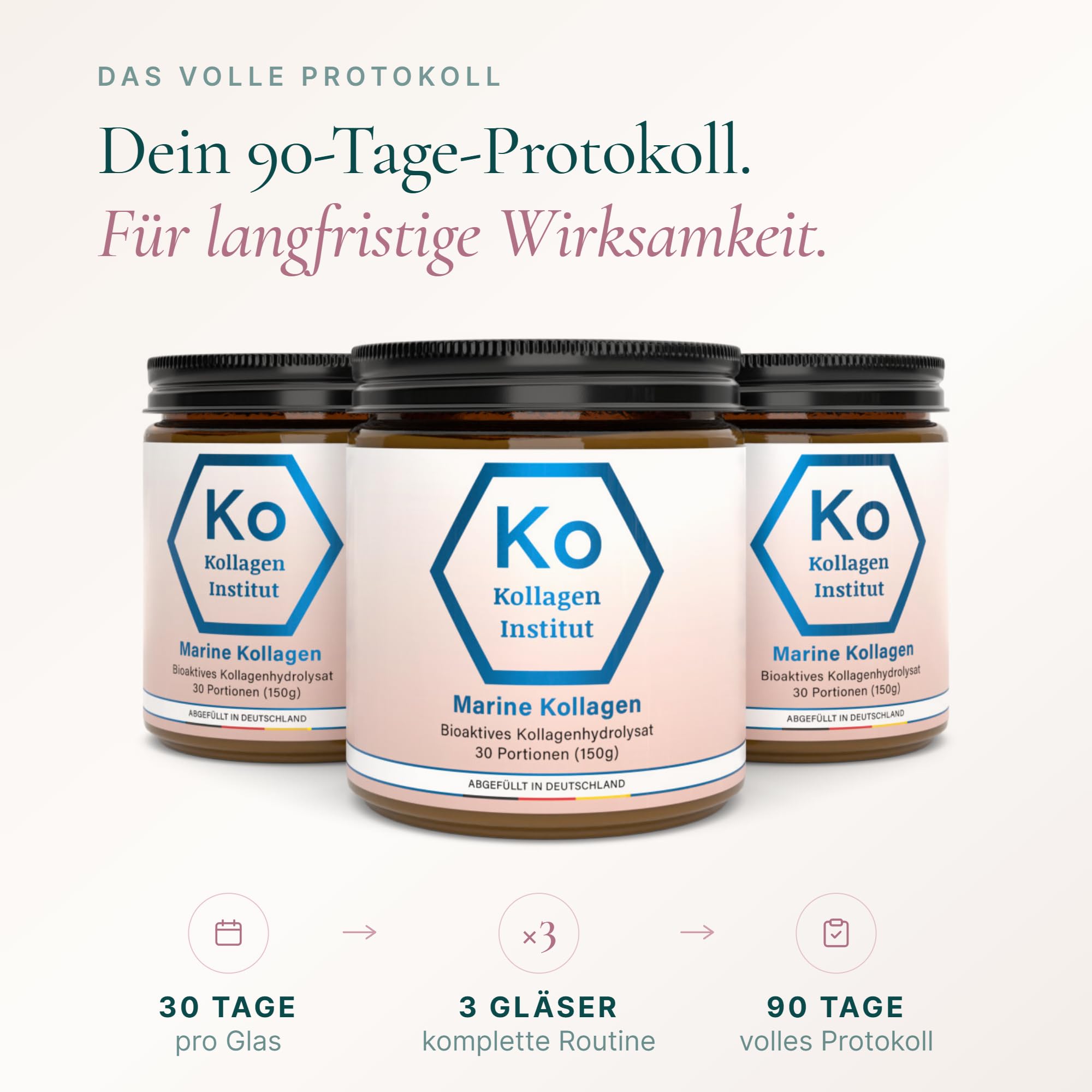 Kollagen Institut Polvere di collagene marino - 450 g (90 porzioni), peptidi di collagene bioattivo ad alto dosaggio, idrolizzato di collagene marino puro di alta qualità, polvere di collagene
