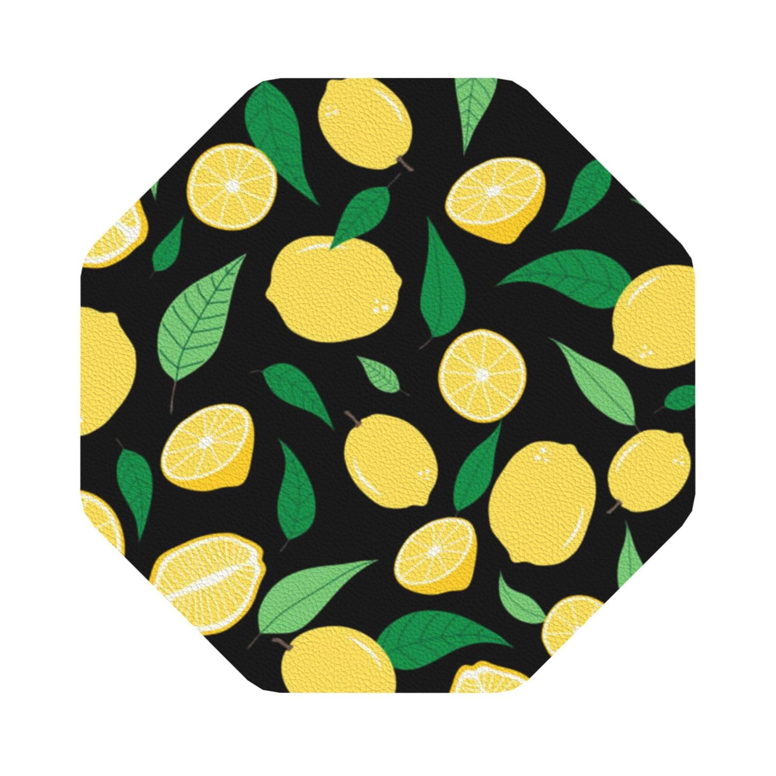 Lemon fruit PU Leather Coasters Set of 6 Octagon Drink Coasters