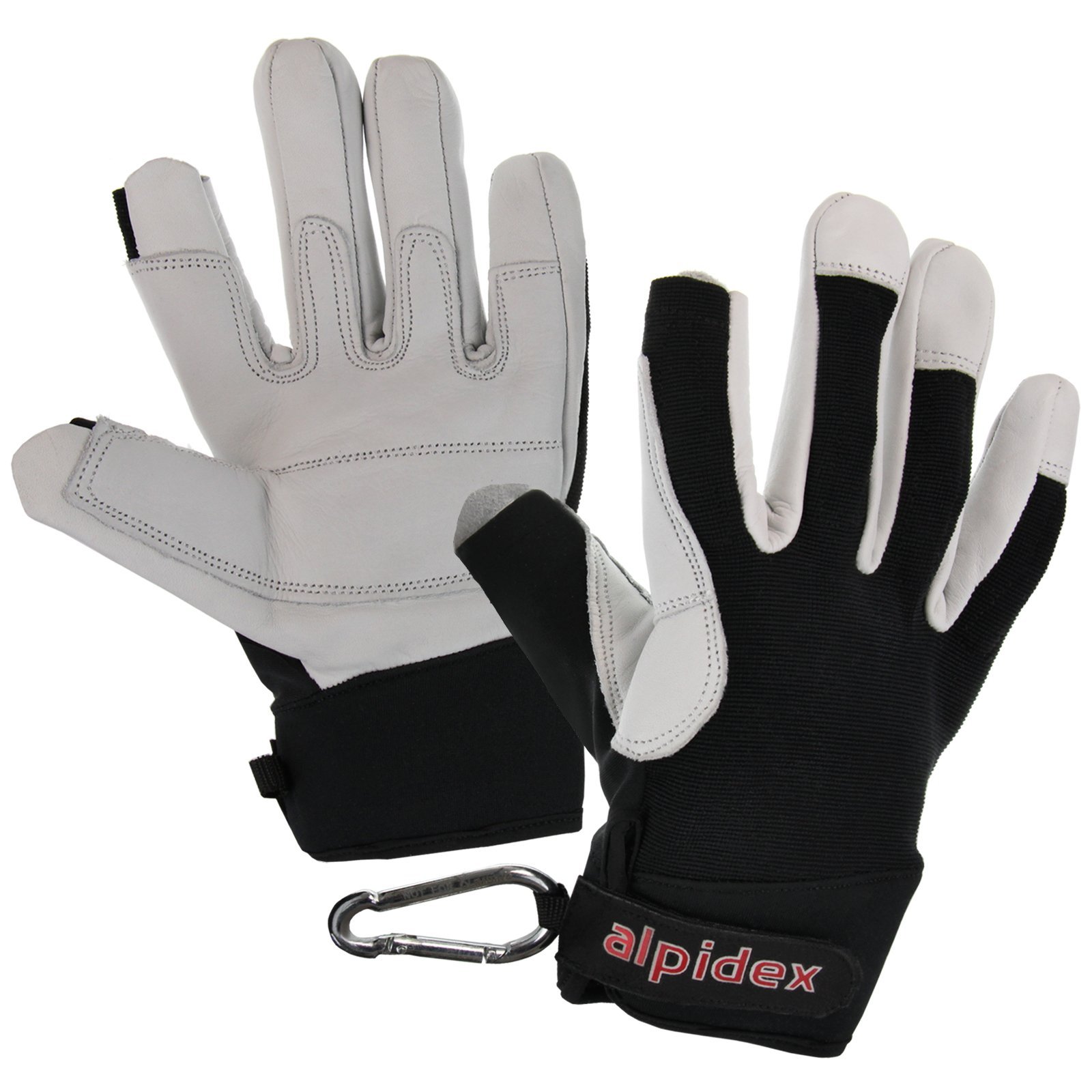 ALPIDEX Klettersteighandschuhe Unisex Echtleder Lederhandschuhe Kletterhandschuhe Half Finger Gloves Via Ferrata