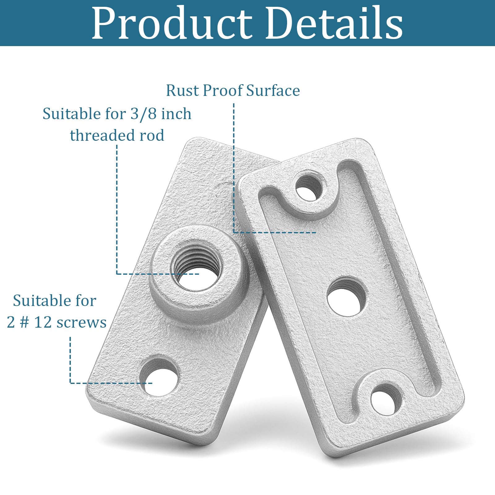 Qlvily 20PCS Ceiling Flange Hangers, Ceiling Flange Hanger Plate Threaded (Pipe), Ceiling Cover Plate, 3/8 In. Rod (Galvanized