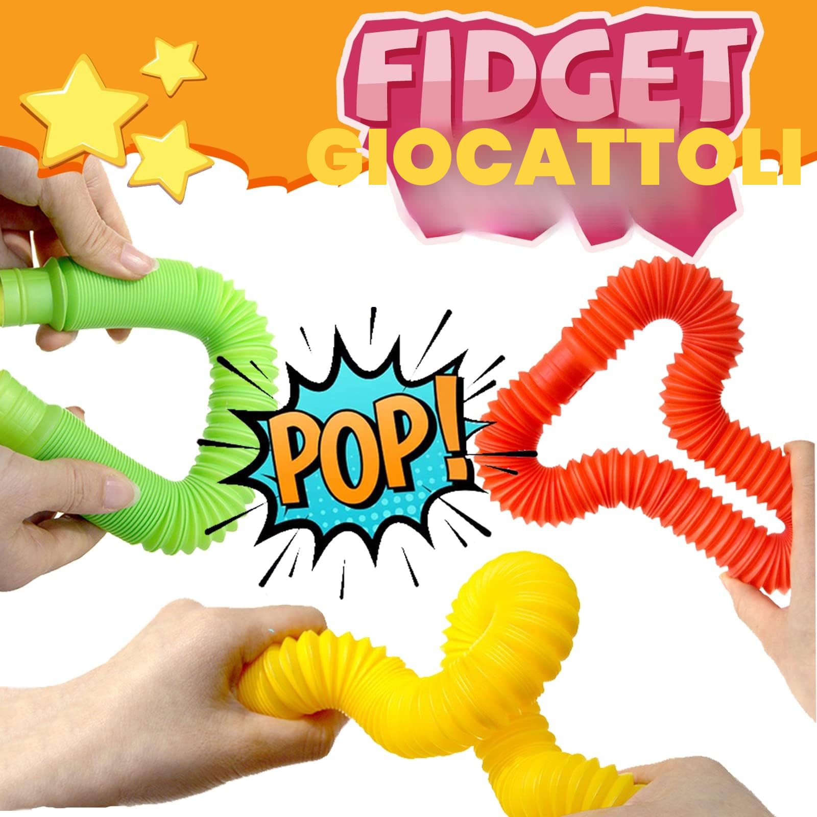 Mini Pop Tubes, Giocattoli Sensoriali Colorati con Tubo Estensibile, 8 pezzi Adatto a bambini, ragazzi e adulti per alleviare lo stress e l'ansia