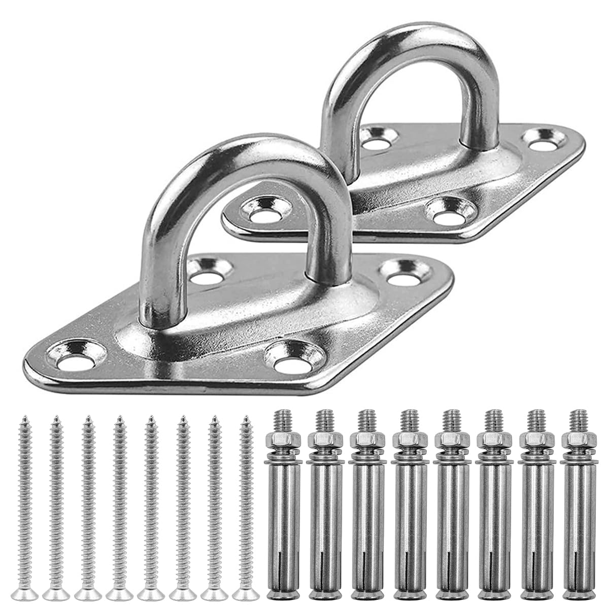 Juego de 2 ganchos de acero inoxidable de alto rendimiento, soporte de pared para hamaca, un total de 18 unidades, ganchos colgantes de techo para exteriores, columpio, saco de boxeo,
