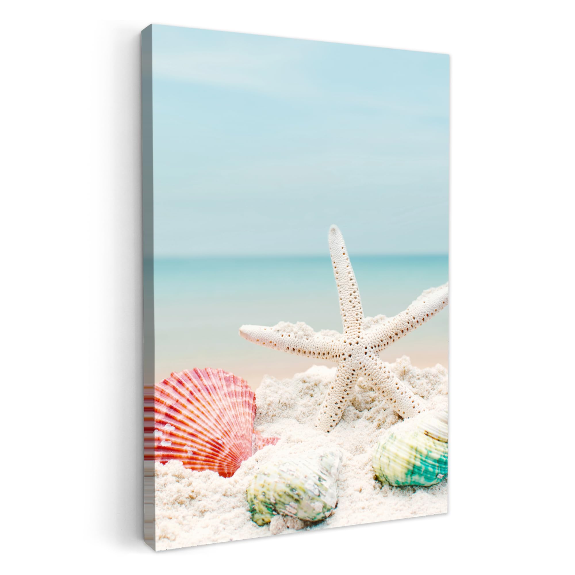 MuchoWow© Canvas Wall Art Work 40x60 cm Room Decor Painting Wallfillers Picture Decoration Prints Beach - WC - Sea - Starfish - Shell