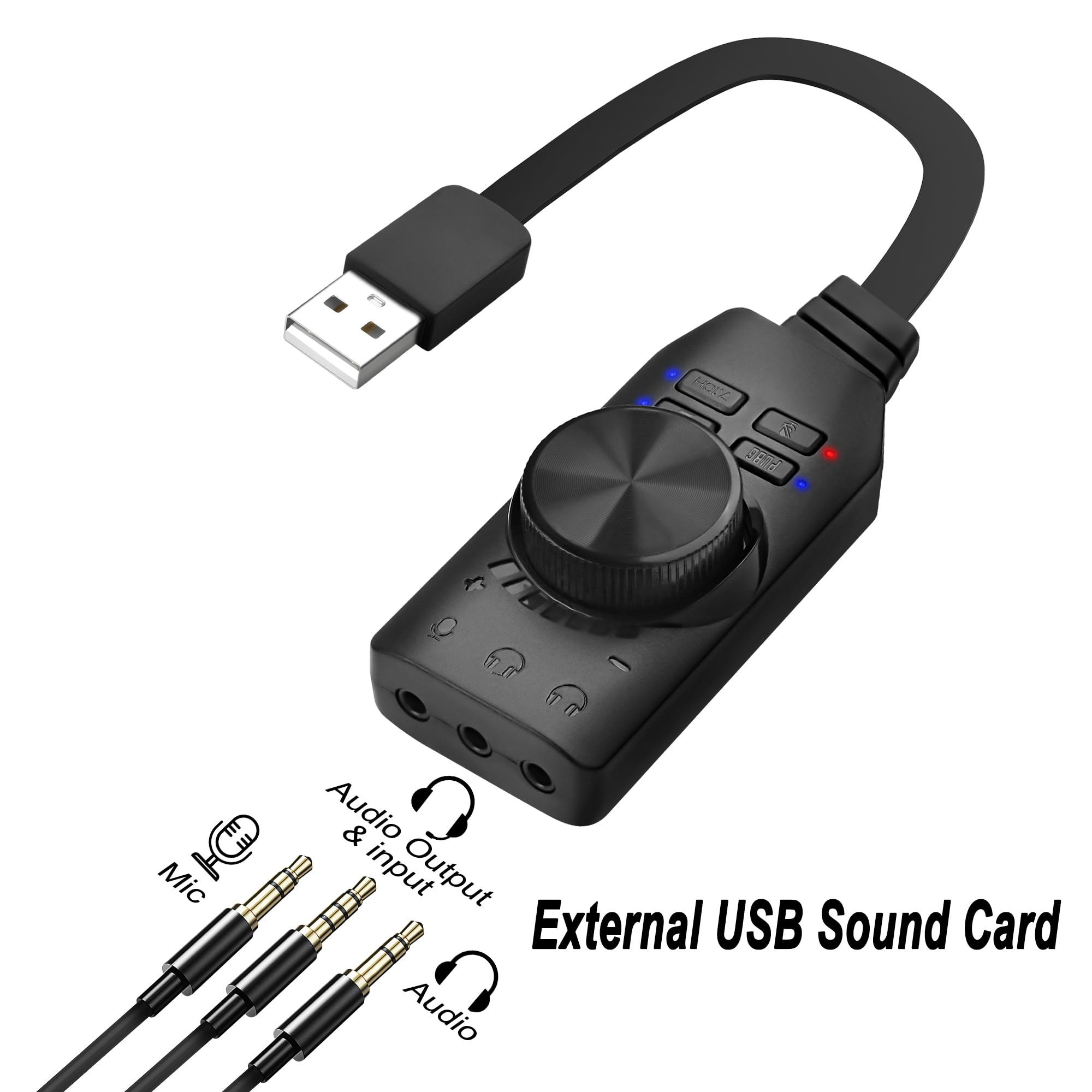 MEIRIYFA Scheda audio USB esterna Virtuale 7.1 Surround Sound USB 2.0 Adattatore scheda audio esterna con regolazione del volume per desktop, laptop, auricolari, cuffie (nero)