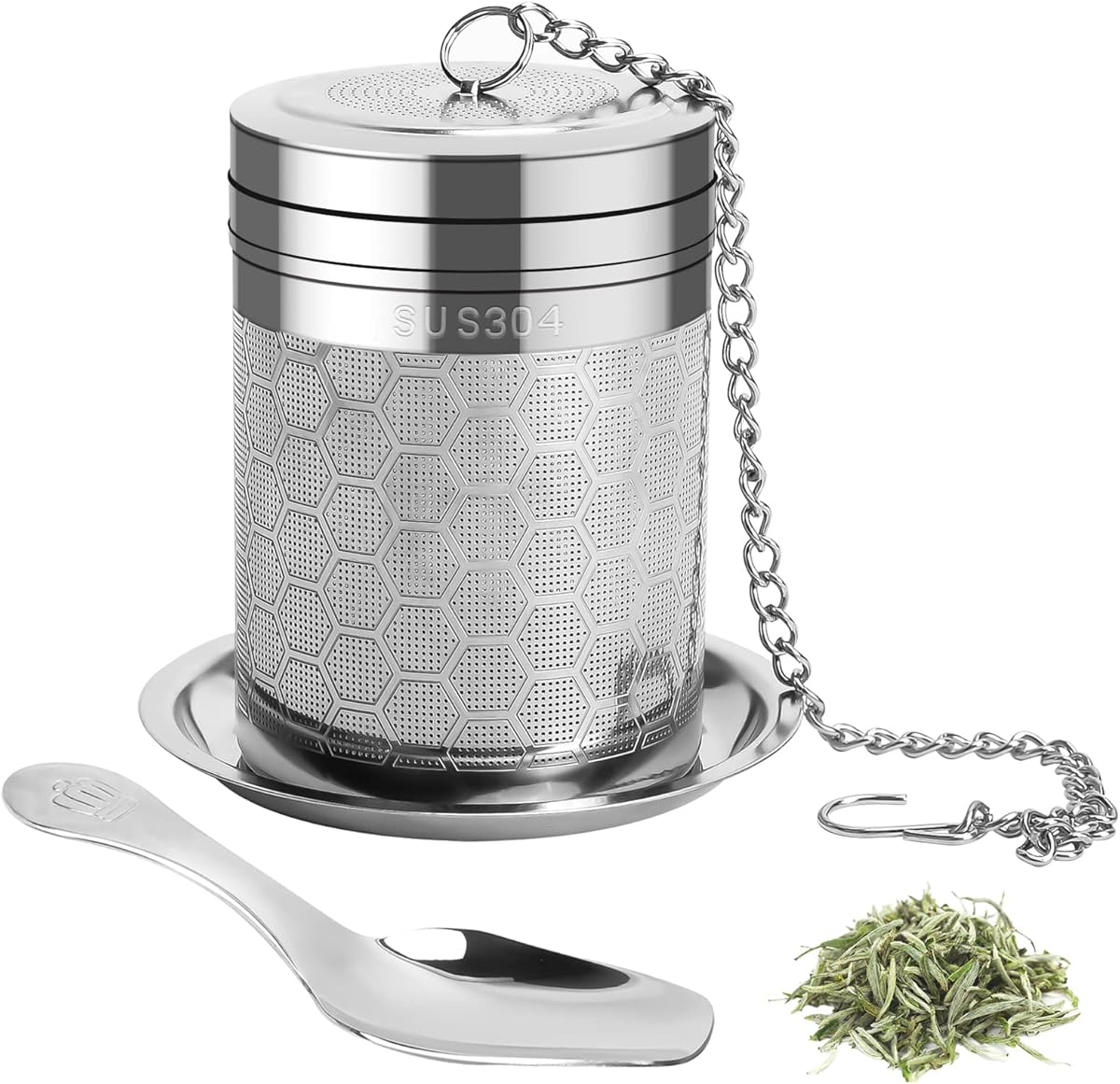 Numola Large Tea Infusers for Loose Tea, Extra Fine Mesh Large Tea Strainer for Spice Cooking, 304 Stainless Steel Tea with Extended Chain Hook for Teapot Cup
