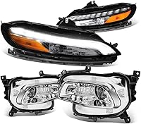 Vista 11 de Auto Dynasty Conjunto de faros LED DRL compatibles con Jeep Cherokee 2014-2018, 4 pares de faros halógenos de repuesto con tira de luz