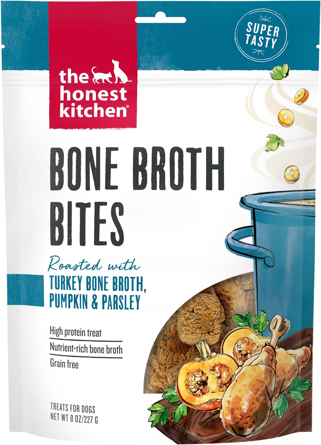 The Honest Kitchen Bone Broth Bites: Roasted with Turkey Bone Broth & Pumpkin, 8 oz Bag