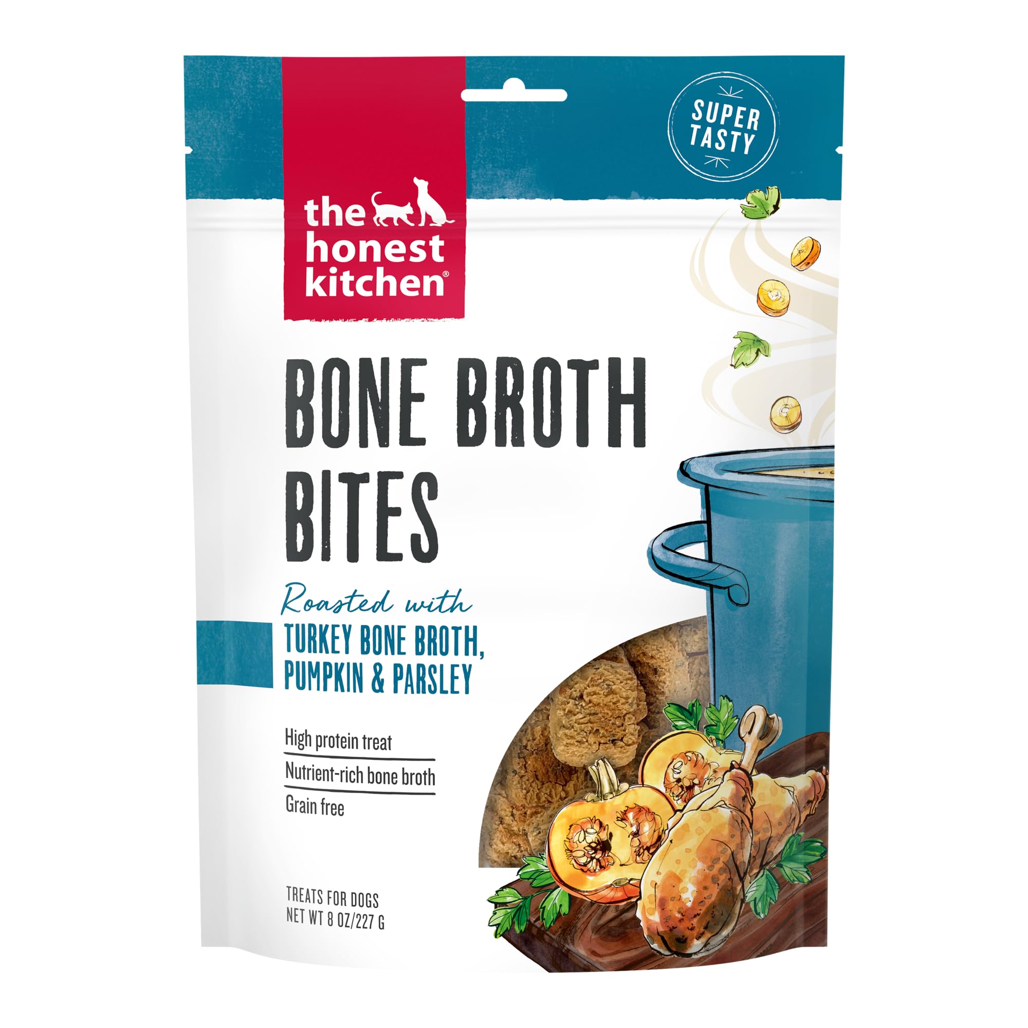 The Honest Kitchen Human Grade Bone Broth Bites: Roasted with Turkey Bone Broth & Pumpkin, 8 oz Bag