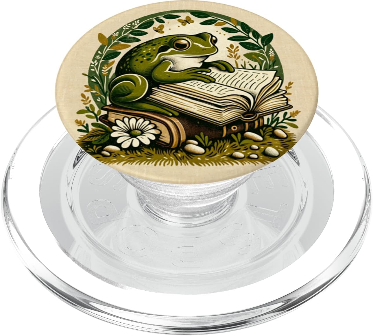 Cute Cottagecore Aesthetic Frog Book Reading Lover Librarian PopSockets MagSafe PopGrip for iPhone
