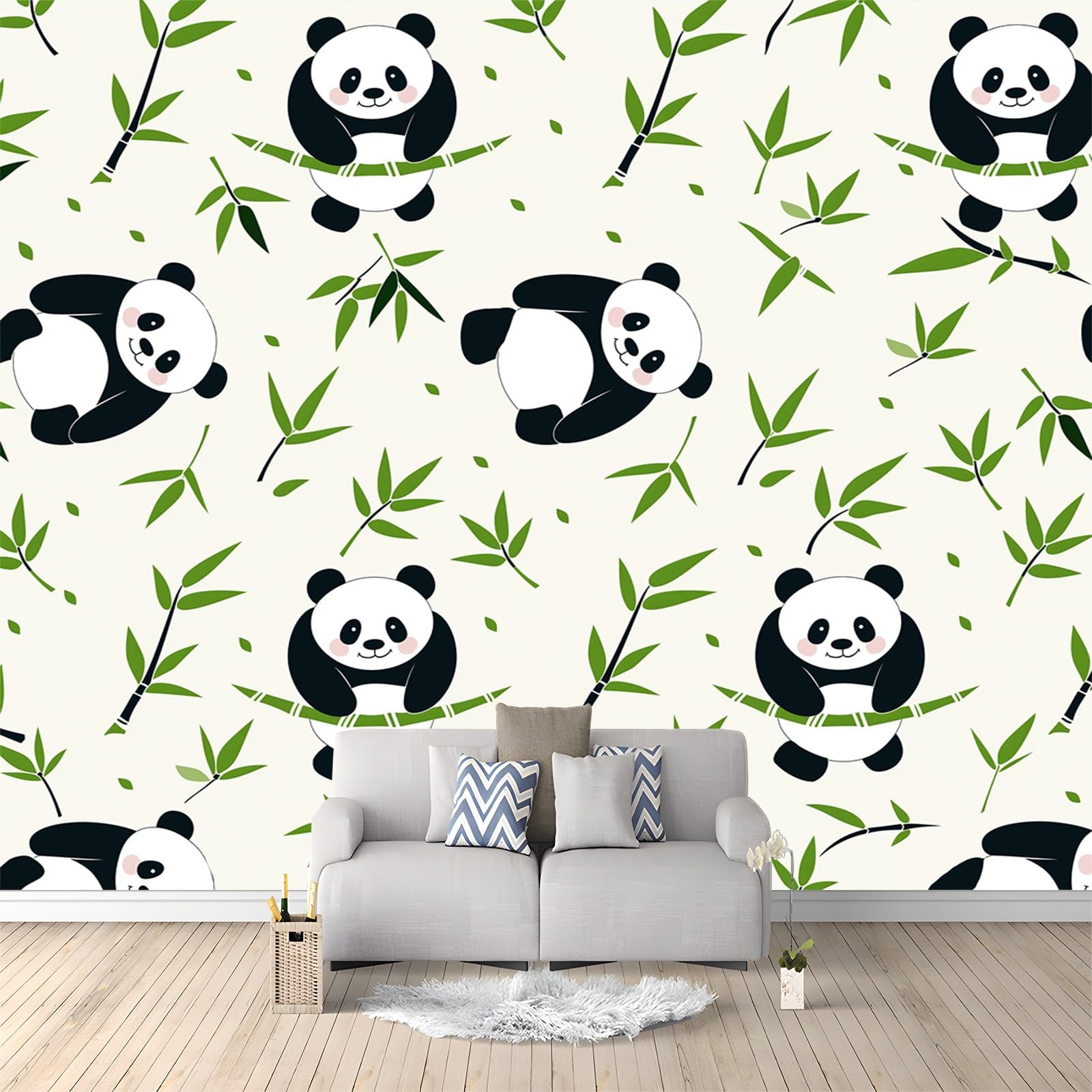 Prosta kreskówka panda jasnożółty wzór dekoracyjna tapeta na meble naklejki ścienne wodoodporna łazienka, salon kuchnia szafka 250 x 175 cm