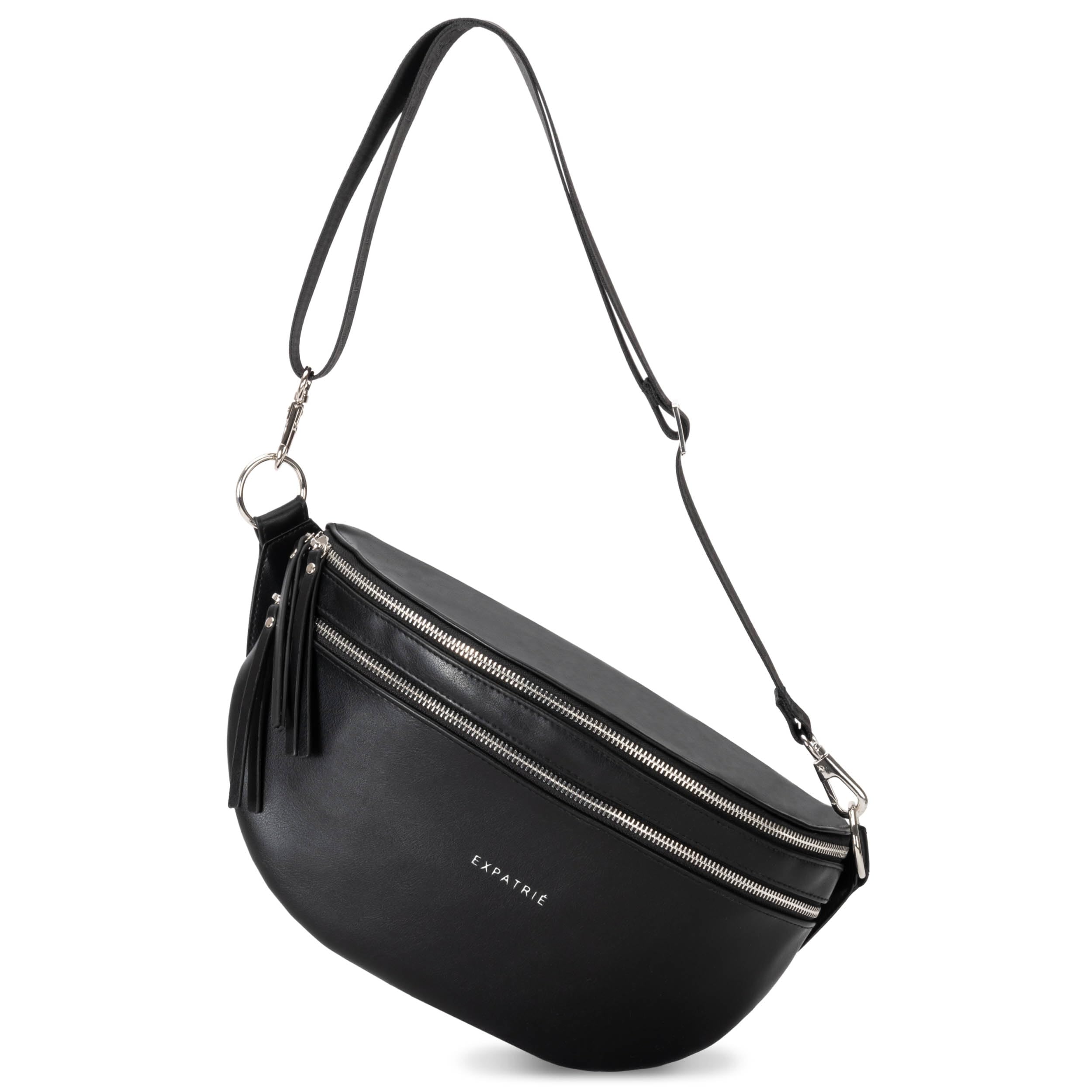 Expatrié Bauchtasche Damen Schwarz - Alice Large - Gürteltasche für Festival, Reisen & Alltag aus Veganem Leder - Brusttasche Stylisch - Wasserabweisend