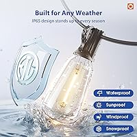 Vista 3 de addlon 100FT(50FT*2) LED Outdoor String Lights with Remote Waterproof Patio Lights with Shatterproof ST38 Replaceable Bulbs, Dimmable Outside