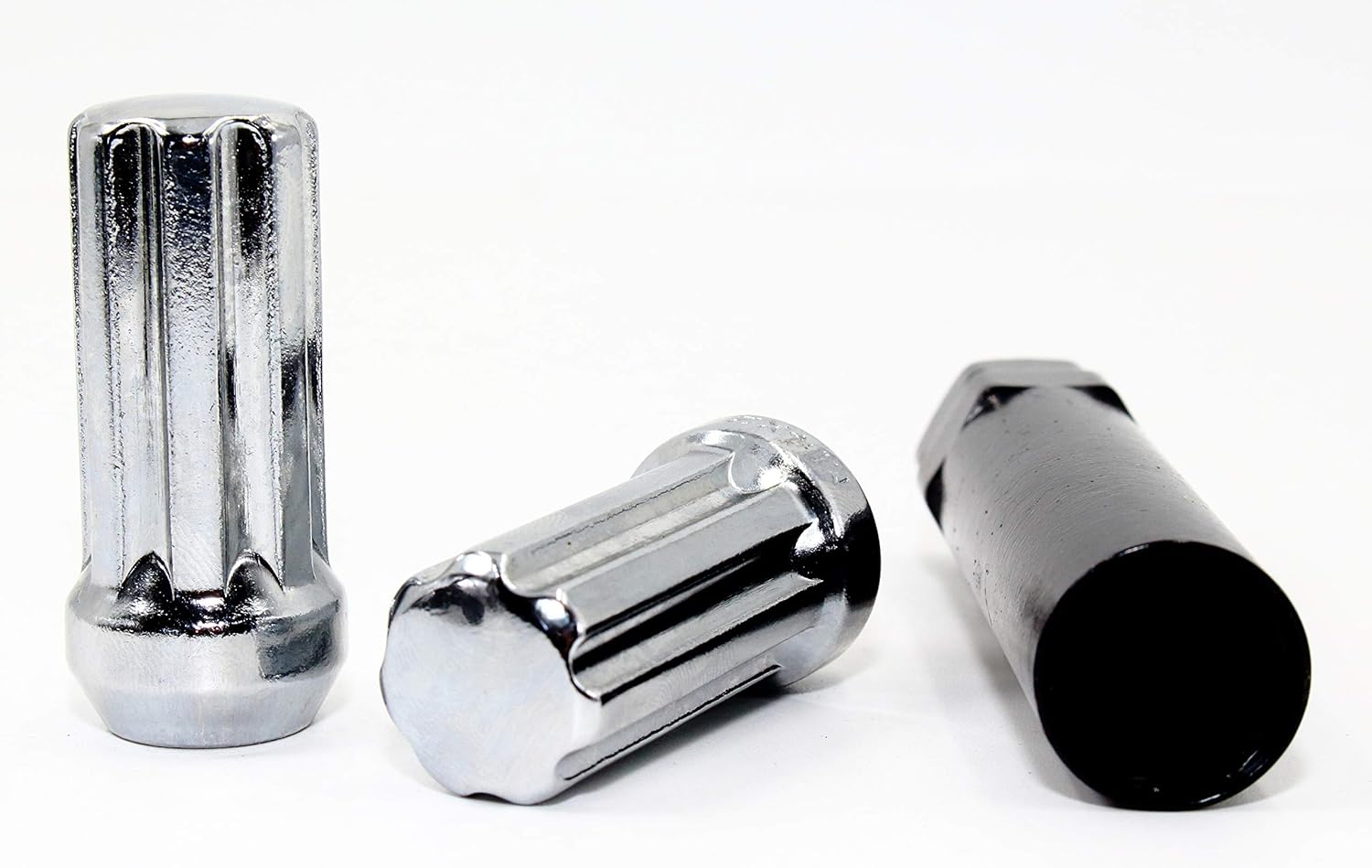 Set of 24 Veritek 14x1.5mm 2 Inch 50mm Overall Length Chrome Spline Drive Lug Nuts for Cadillac Chevy Ford GMC Nissan Toyota Aftermarket Custom SUV Truck Wheels
