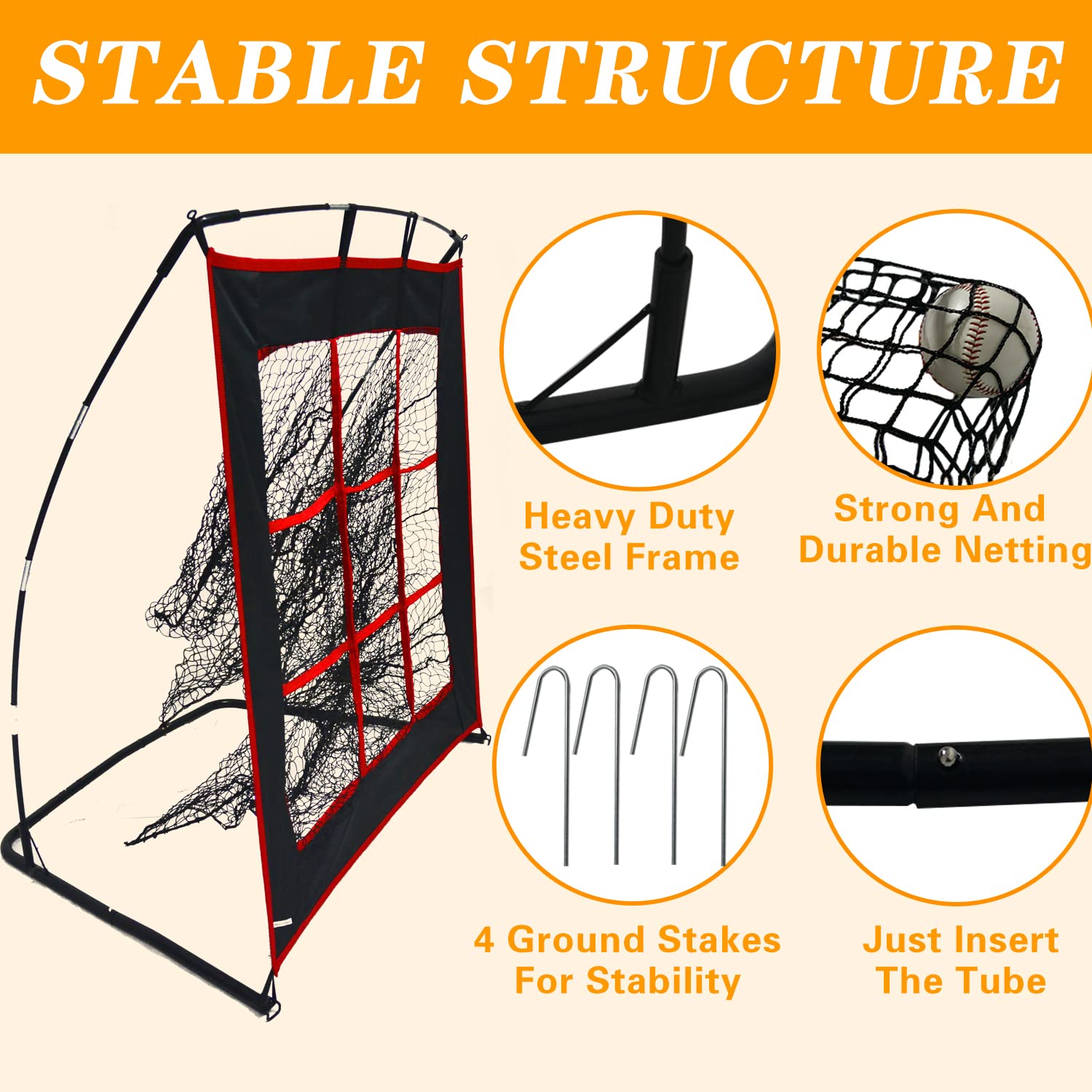 Kapler Baseball Pitching Target Strike Zone, 9 Hole Pitching Net, Portable Baseball Net, Heavy Duty Steel Frame Pitchers Pocket, Pitcher Target for Kids, Softball Training Indoor Outdoor
