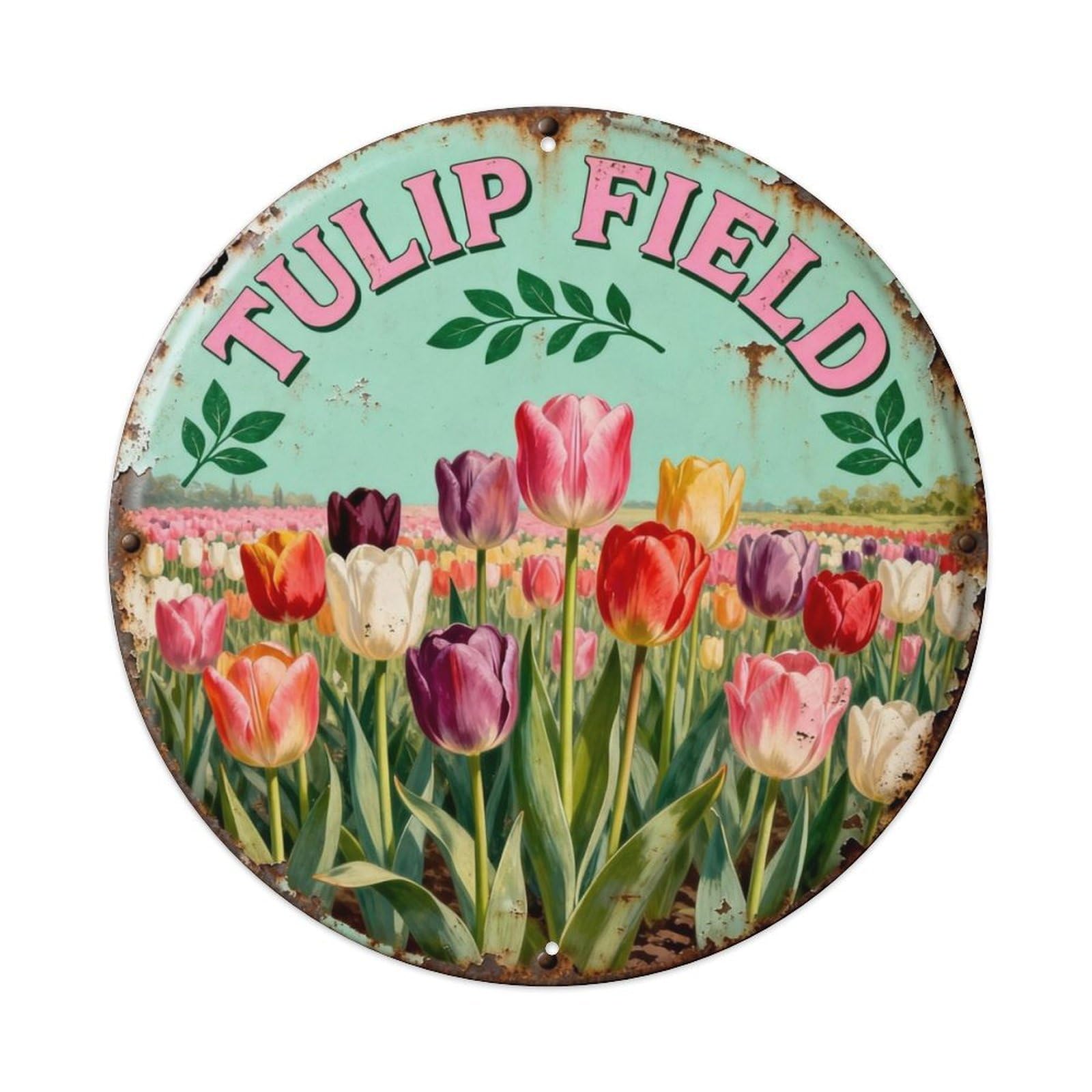 Tulip Field Metal Tin Sign Plaque