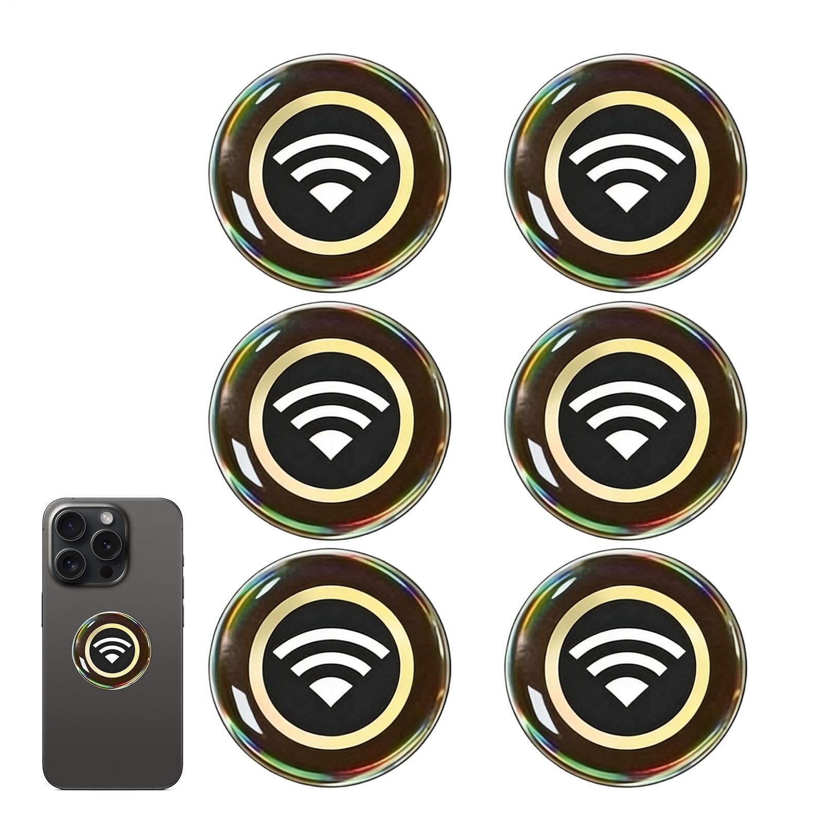 Adesivi Neutralizzanti per Telefono Cellulare,6 Pezzi Adesivi Protettivi Decorativi, Anti Radiazioni Con Motivo Segnale WiFi - Per Tablet Monitor Stampante Router TV Dispositivi Elettronici