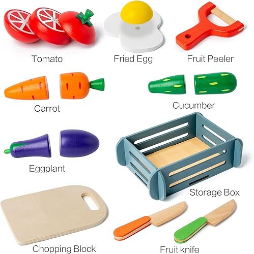 Miniatura 2 de Alimento magnético de madera para niños y niñas, juguetes educativos para cortar frutas para niños pequeños, regalo de verduras de simulación para