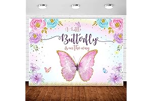 Purple Butterfly Baby Shower Backdrop for Girls 7x5ft