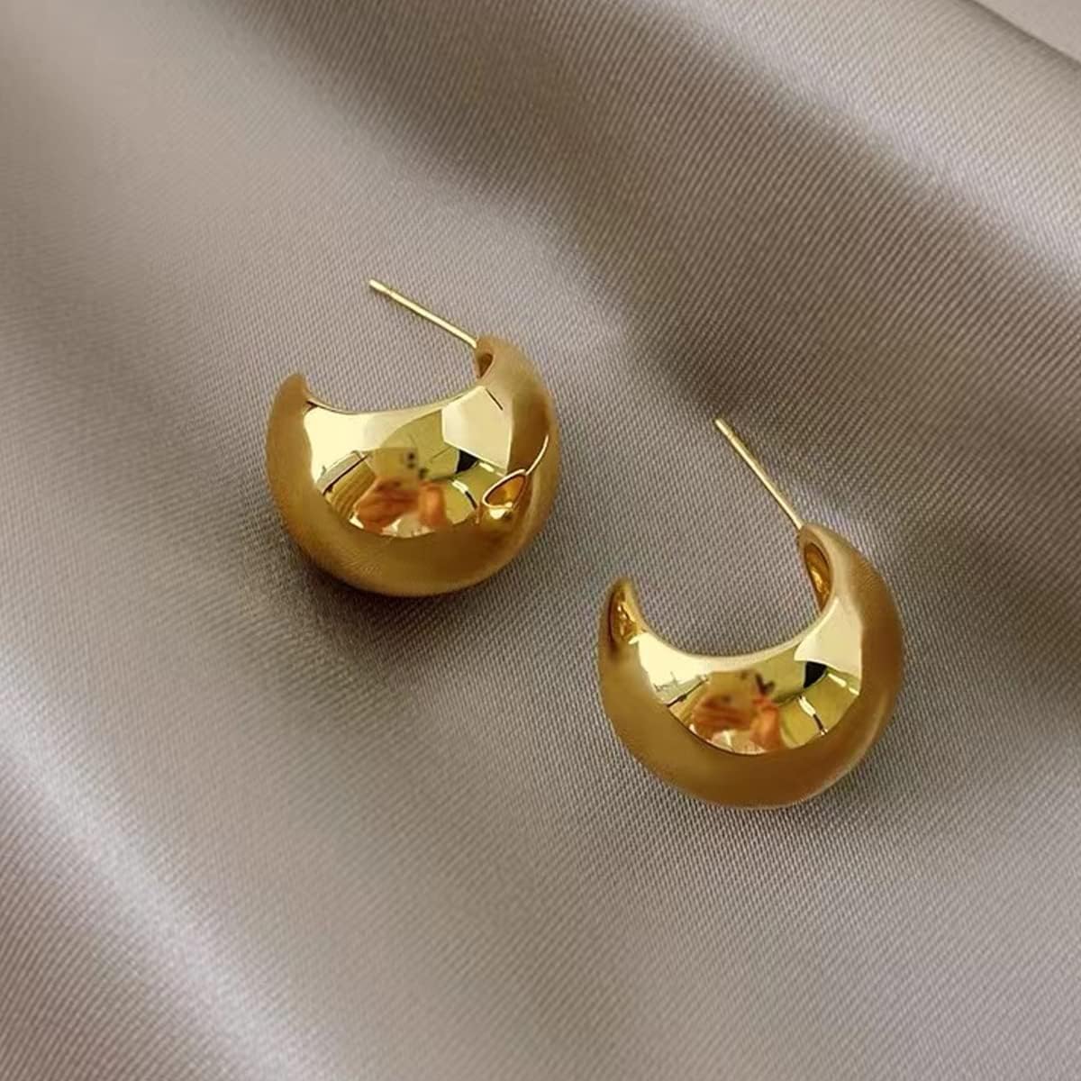 Chunky Gold Hoop Earrings for Women,Waterdrop Hoops Earrings Simple Delicate Lightweight Earrings Hypoallergenic Gold Plated Earrings Fashion Jewelry - Image 3