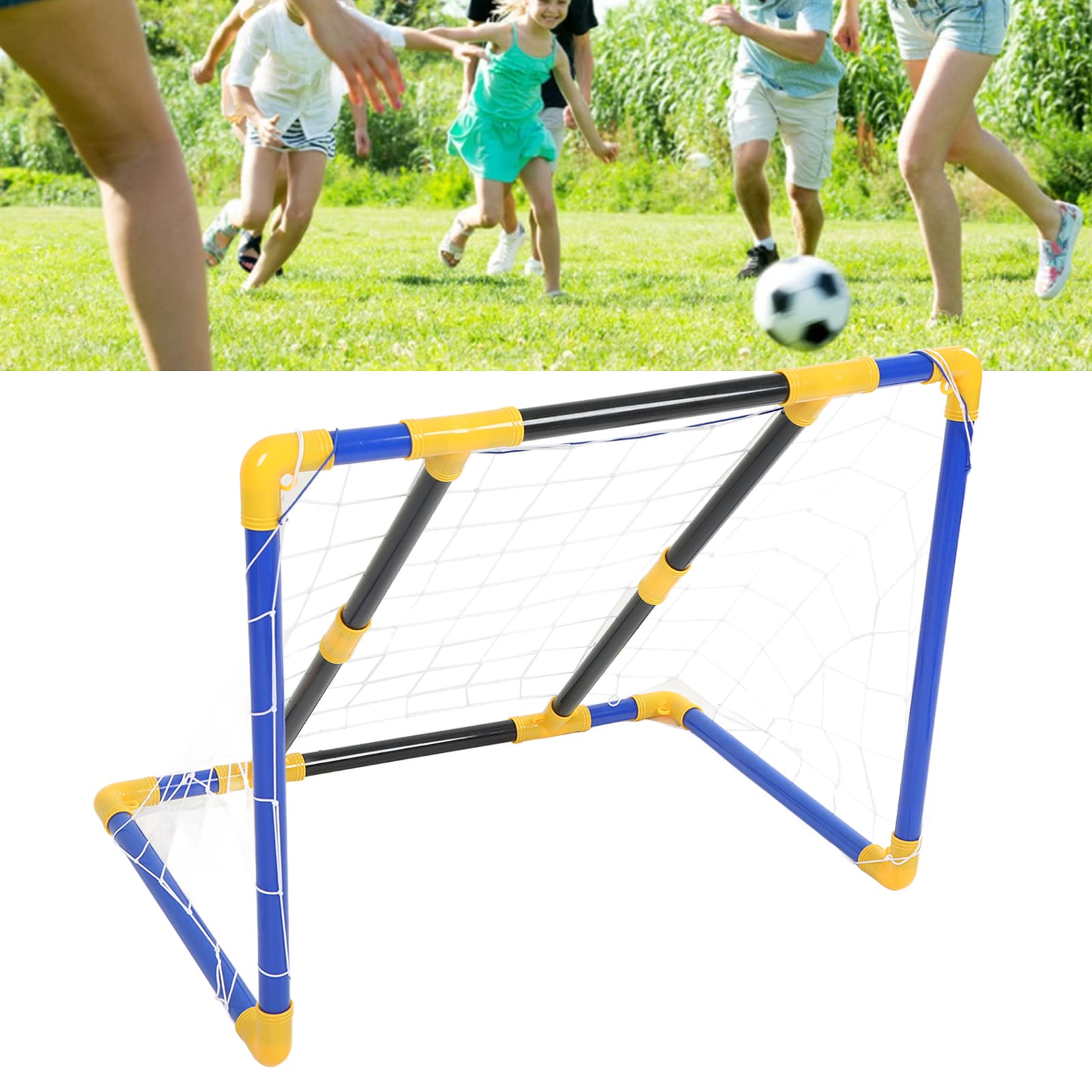 Mezcla de Juegos de Fútbol Al Aire 2 en 1, Juego de Portería Portátil con Pelotas de Fútbol y Lanzamiento para Niños Mayores de 6 Años, Divertirse en el Patio Trasero