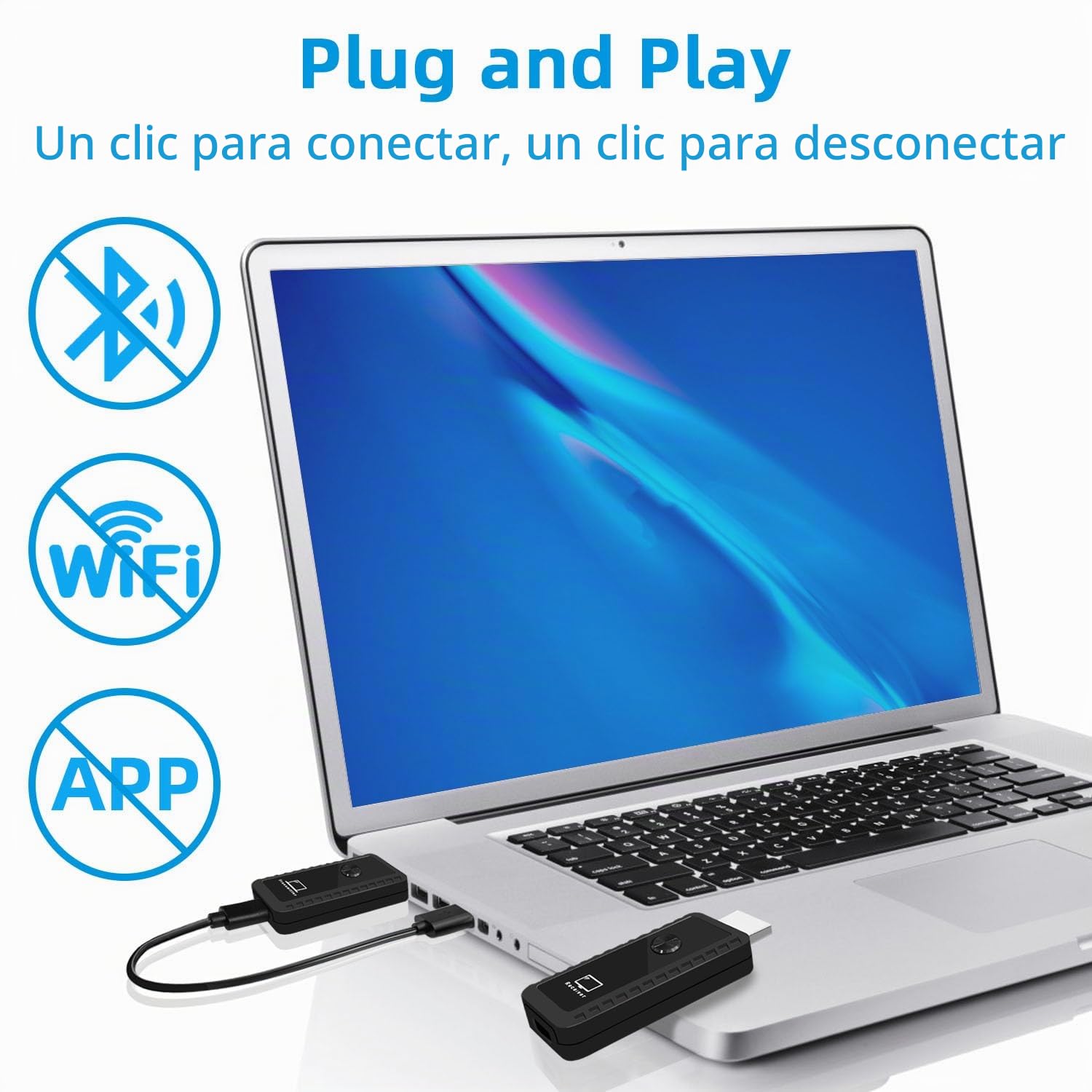 Transmisor y receptor HDMI inalámbrico, extensor inalámbrico HDMI de 1080P a 60Hz portátil para transmitir video y audio a monitor desde portátil/PC/TV Box/proyector