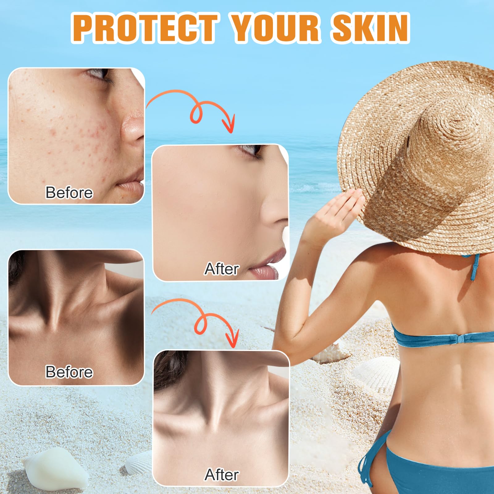 Rednow Fps 50 Color Face Sun Protection Universal Hidratante y Tintado Face Protector solar Hidratante Esencia Facial Protector Solar Hidratante No Pegajoso | Tamaño de viaje (2