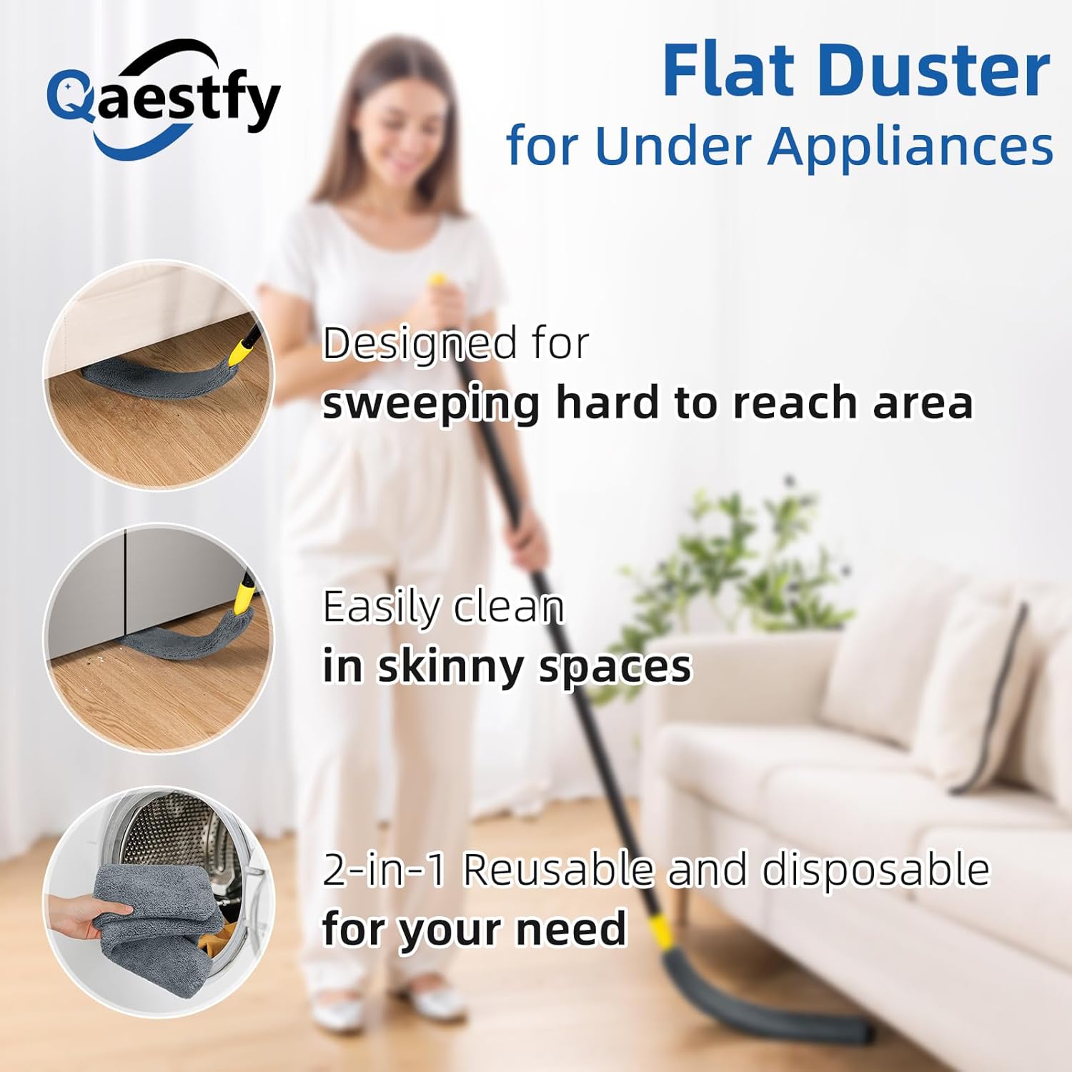 Under Appliance Cleaning Tool with Long Handle, 2 Reble