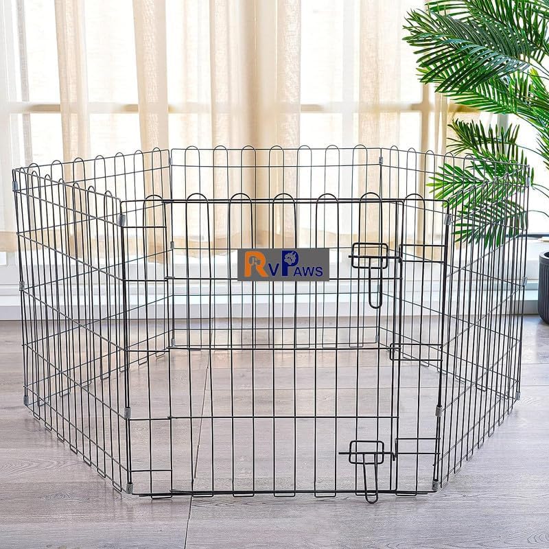 RvPaws Foldable Metal Pet Dog Exercise Fence Pen with Gate, Foldable ... - Large Dog Exercise Enclosures With Mesh