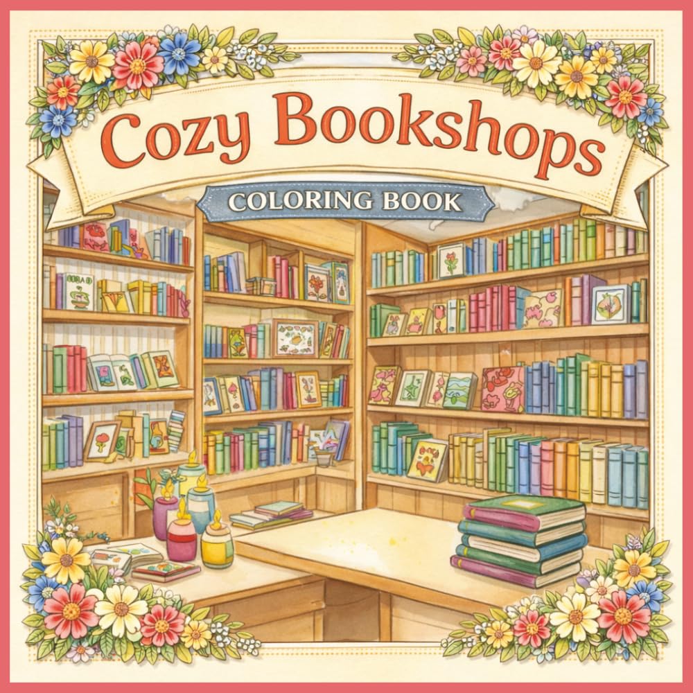 Cozy Bookshops Coloring Book: Charming Bookstore Scenes for Relaxation and Creative Escape (Cozy Coloring Books)