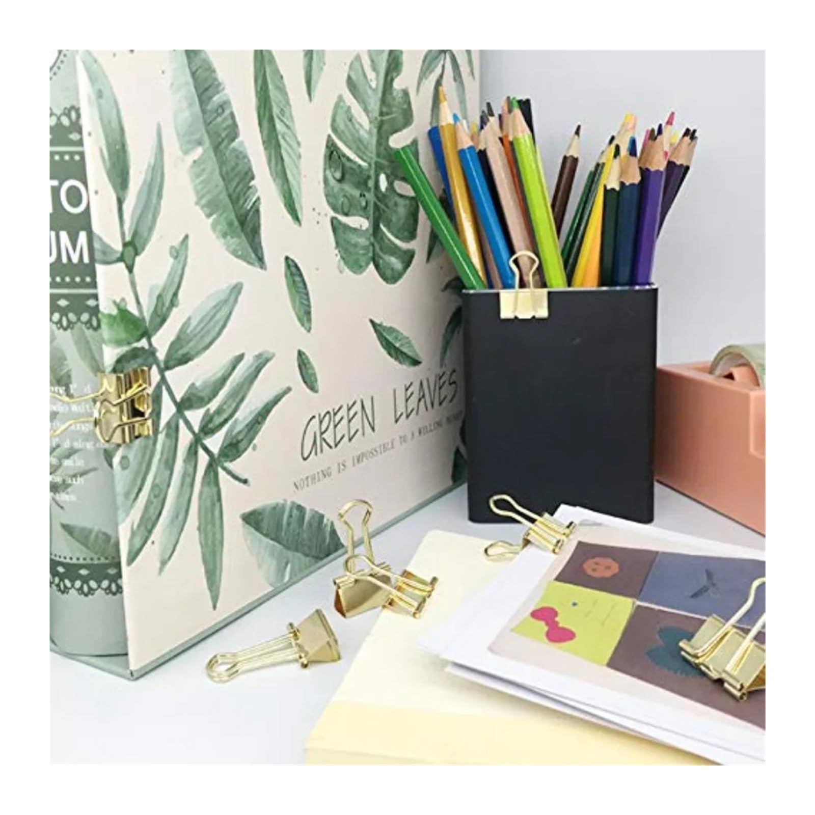 Foldback Klammern 100 Stück goldfarbene Büroklammern | Kleine, 3/4 Zoll breite Clips for Büro- und Schulbedarf