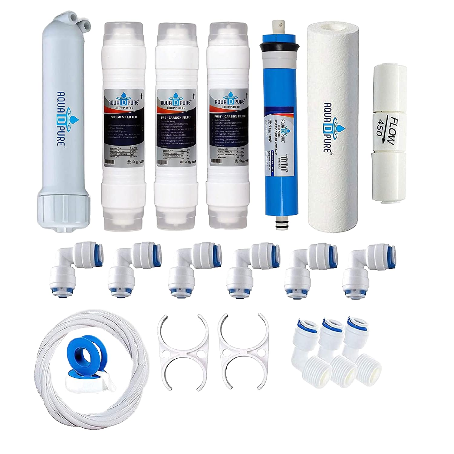Service Kit RO Membrane Housing Suitable for All Type of Water Purifier (03 Inline RO Kit with X Clamp)