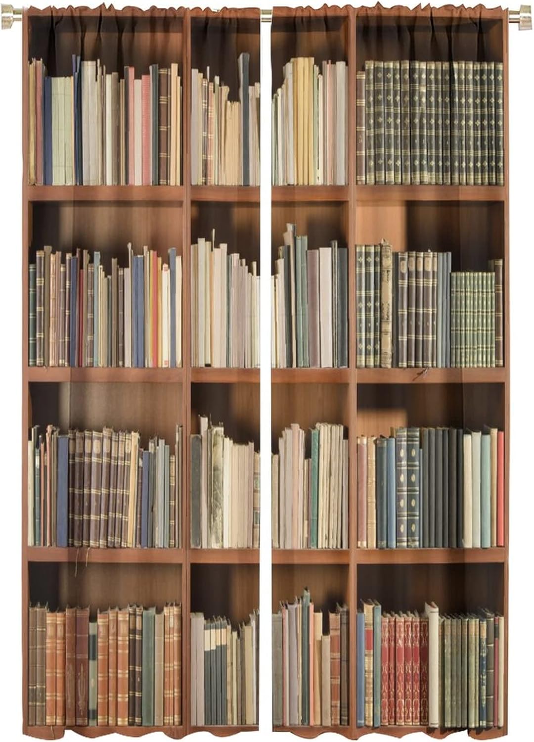 Library Bookshelf Curtain Vintage Educational Bookcase Curtain Readable Books Room Bedroom Blackout Curtains 42x54in