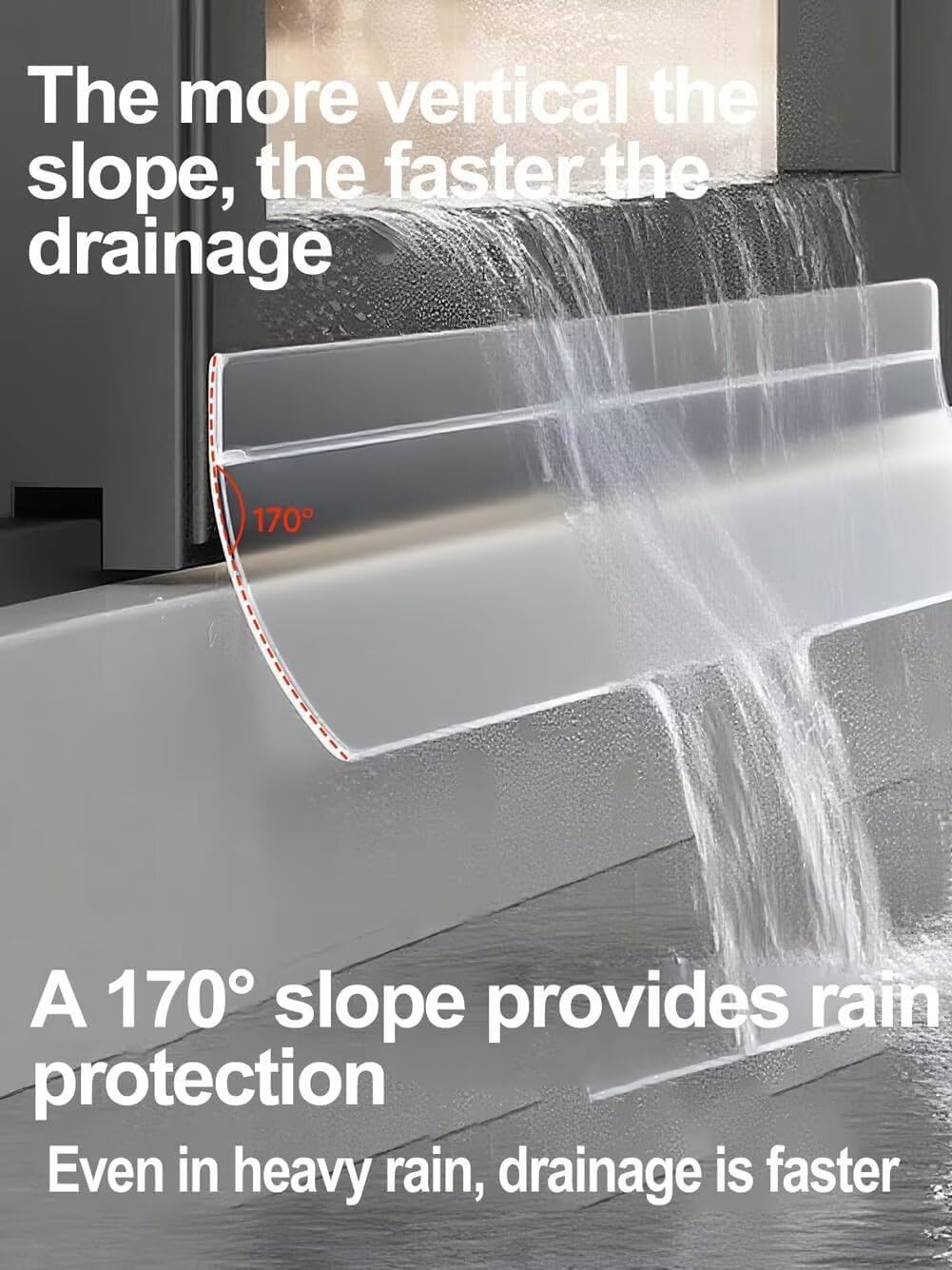 300cm Barrera de Lluvia Autoadhesiva para Ventanas - Deflector de Lluvia Puerta Flexible for Ventanas, Flexible y Cortable Barra De Goma Impermeable para Burlete Ventan
