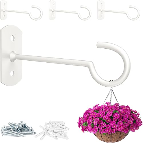 Ganchos colgantes de metal para plantas, 6 pulgadas, paquete de 4 ganchos decorativos de pared para colgar linternas, comedero de pájaros, cesta de