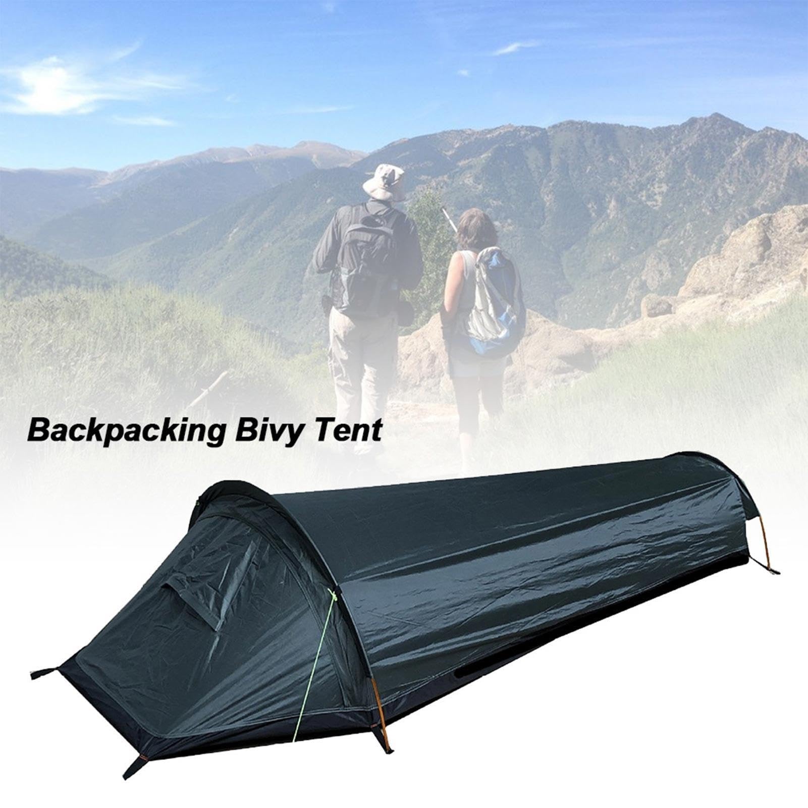 Tenda per sacco a pelo | Tenda da campeggio zaino per una | Sacco a pelo impermeabile Tenda da trekking | Tenda da Bivacco da campeggio per chiodi da pavimento, borsa per accessori | Attrezzatura impermeabile per la sopravvivenza all'aperto per viaggi in