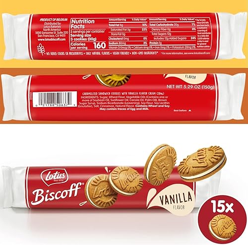 Miniatura 3 de Lotus Biscoff Sandwich Galletas Variedad de 3 sabores, Vainilla, Chocolate, Crema - 5.29 onzas