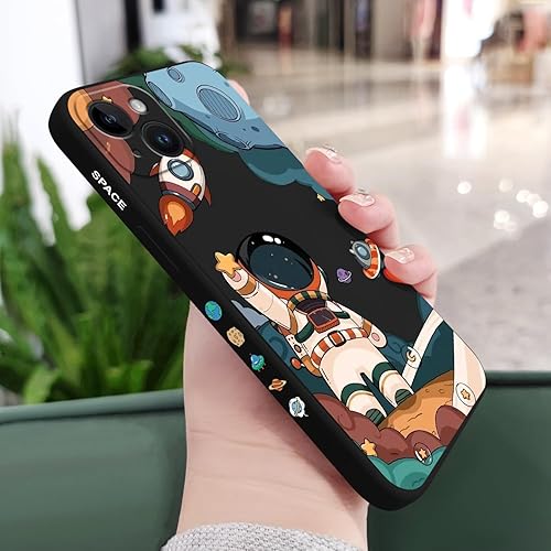 Miniatura 2 de Funda para iPhone 15 Plus, para iPhone 15 Plus, funda de astronauta, diseño de patrón creativo lateral, silicona líquida, a prueba de golpes, suave