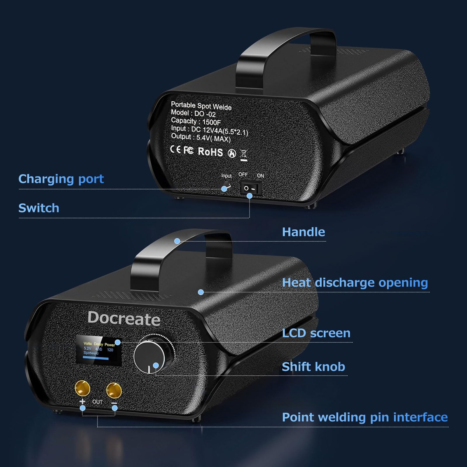 Saldatrice portatile a punti, saldatrice a batteria SEAT-06 con Farad Capadtore 3000F 120 Gears supporta 0,1 – 0,3 mm nichel Band saldatrice a punti batteria