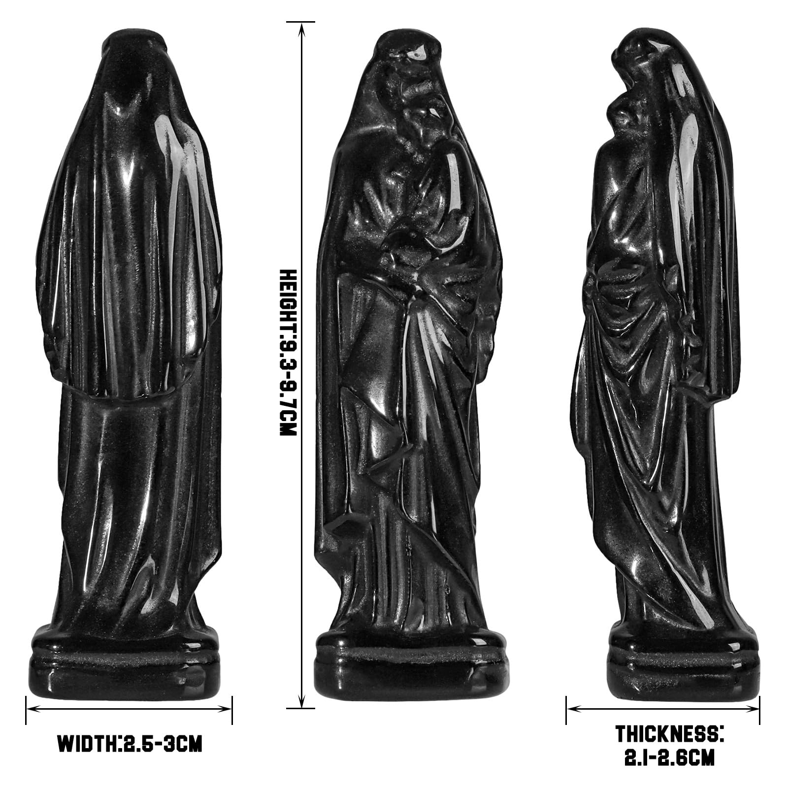Nupuyai 3.7" Virgin Mary and Christ Child Obsidian Crystal Statue - Image 2