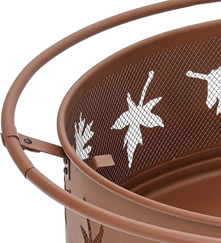 Miniatura 4 de MoNiBloom Hoguera de 32 pulgadas, diseño de hojas exteriores, parrilla redonda para barbacoa, cocina con chimenea, rejilla de carbón, cubierta de