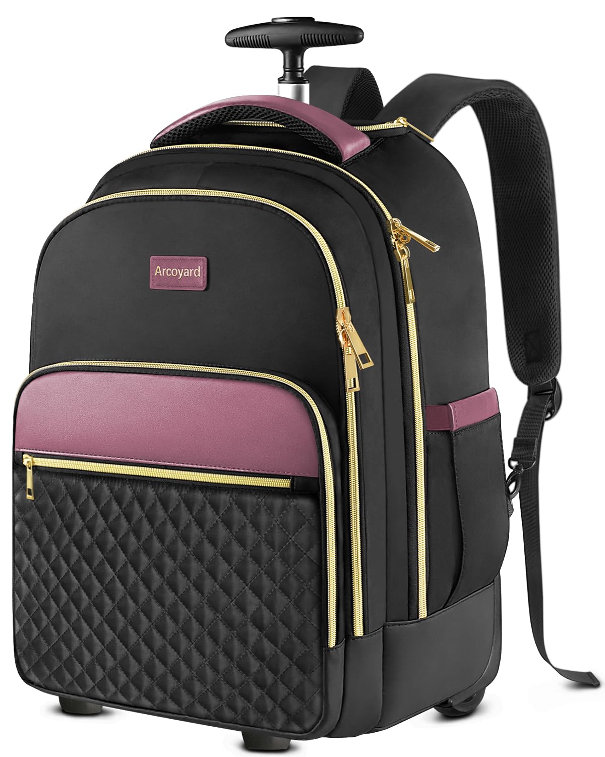 Arcoyard 17'' Rolling Backpack Black Purple