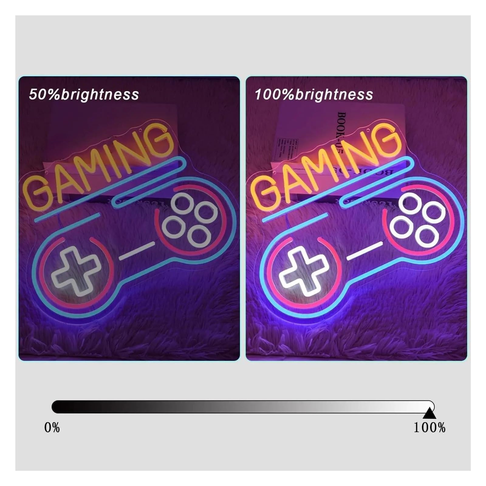Wiszące neony artystyczne Neon Gaming Gamepad LED Z Podświetleniem Ściemnialnym Do Domu, Pokoju Dziecięcego, Salonu Gier, Sklepu, Klubu Graczy, Dekoracja 42.9cmx31.9cm