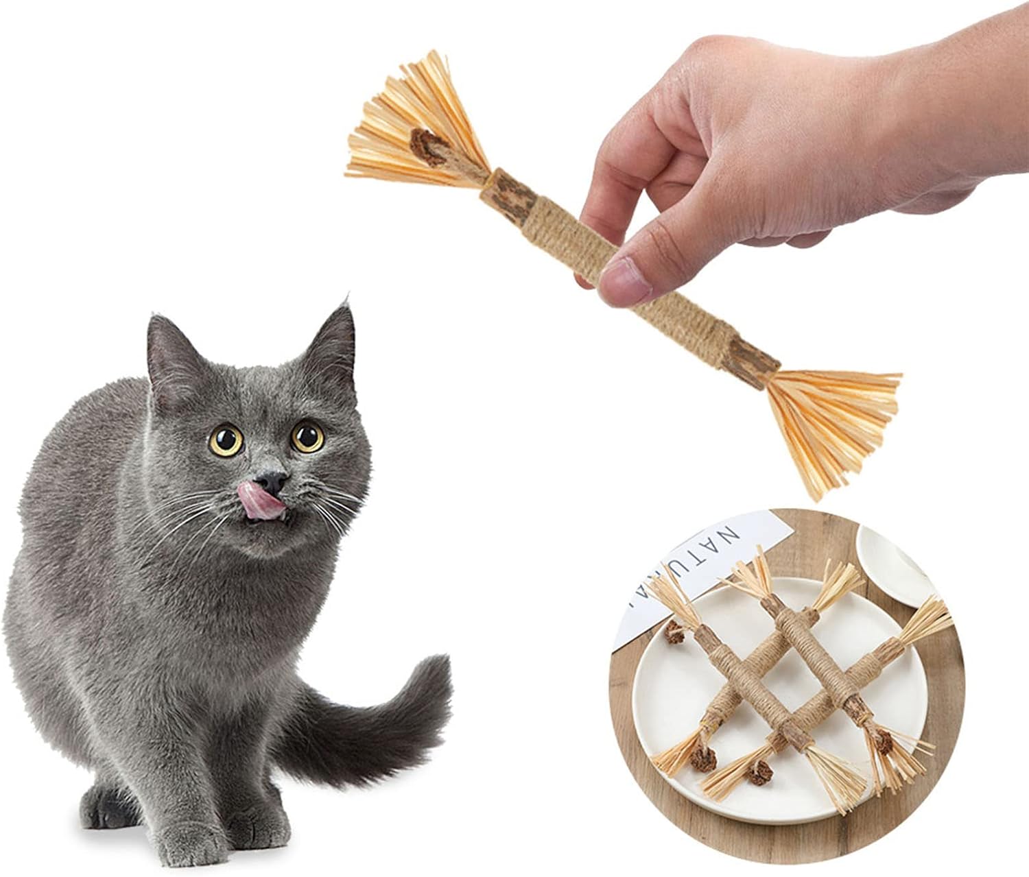 Grisofaa Kitten Toys Cat Toys Natural Silvervine Sticks,Catnip Cat Chew Toys for Kittens Teeth Cleaning,Catmint Silvervine Blend…