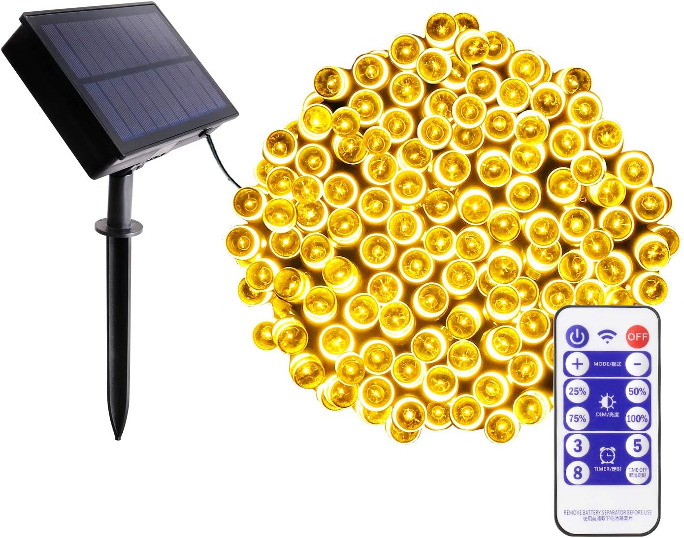 Blingstar Solar Christmas Lights 200 LED 75ft String Lights